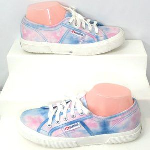 SUPERGA Tie Dye Sneakers Shoes Classic Pink Blue Size 5 M 6.5 W Lace Up